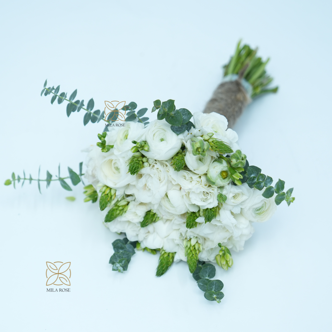 Whispers of Love Bridal Bouquet | 10 Ranunculus Steams with 5 Freesia Steams