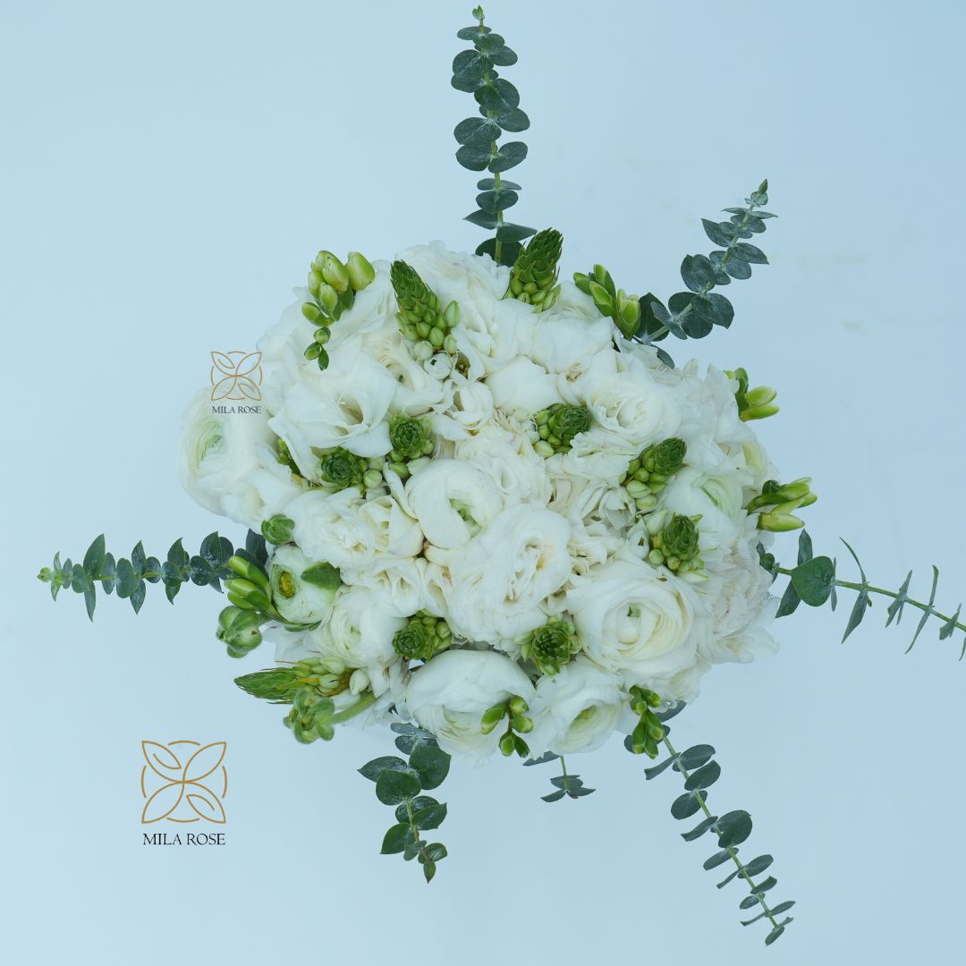 Whispers of Love Bridal Bouquet | 10 Ranunculus Steams with 5 Freesia Steams
