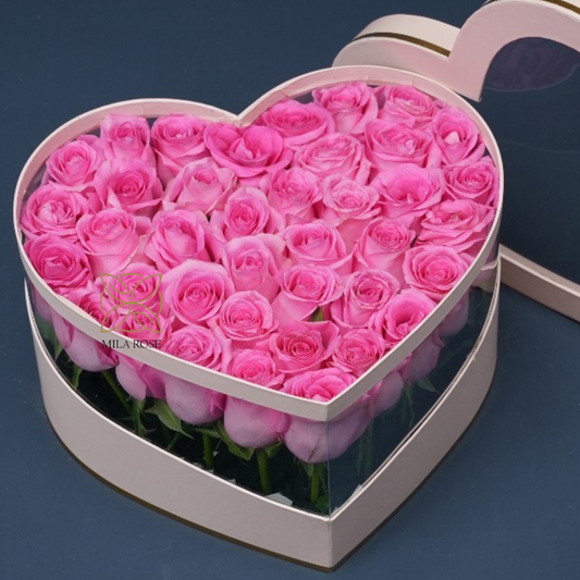 Charming Pink Roses Box | 40 premium Roses