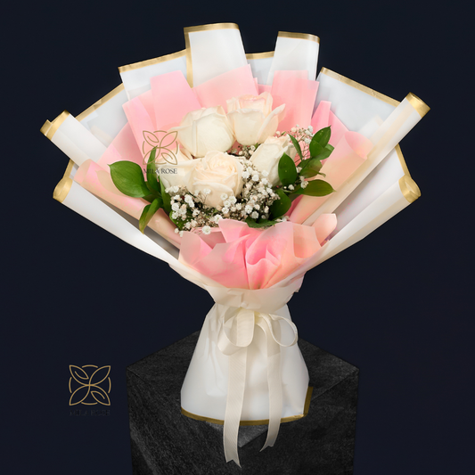 Elegant White Bouquet of Premium Roses