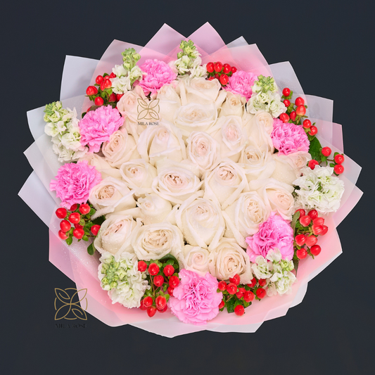 charming white roses bouquet