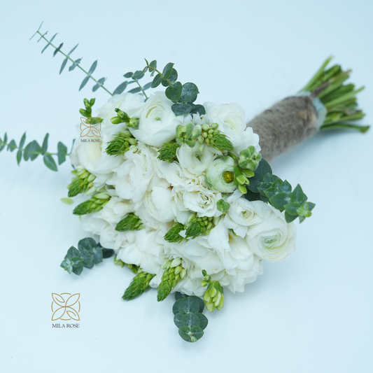 Whispers of Love Bridal Bouquet | 10 Ranunculus Steams with 5 Freesia Steams