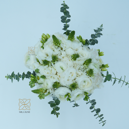 Whispers of Love Bridal Bouquet | 10 Ranunculus Steams with 5 Freesia Steams