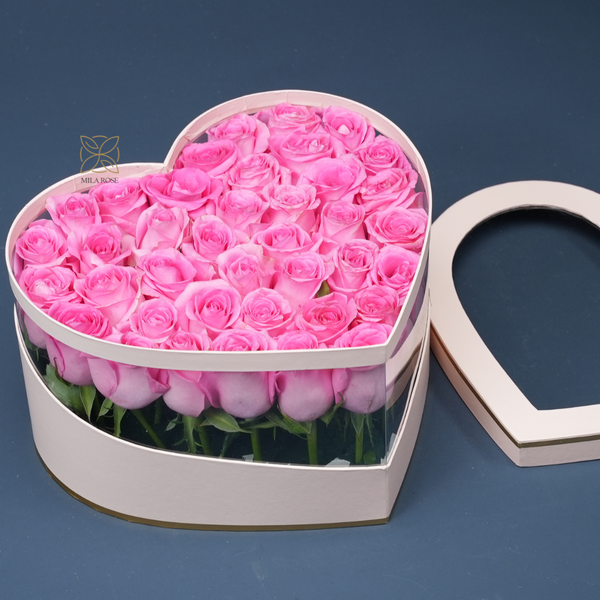 Charming Pink Roses Box | 40 premium Roses